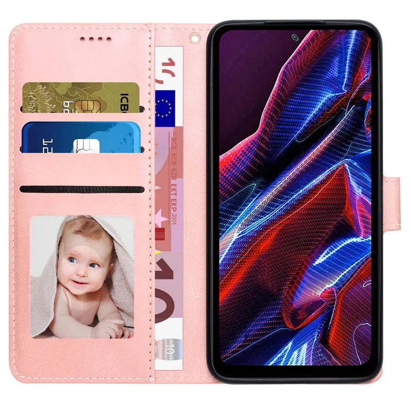 For Xiaomi Redmi Note 12 Pro+ 5G / Note 12 Explorer 5G Leather Phone Case Stand Wallet Cover with Strap - Pink