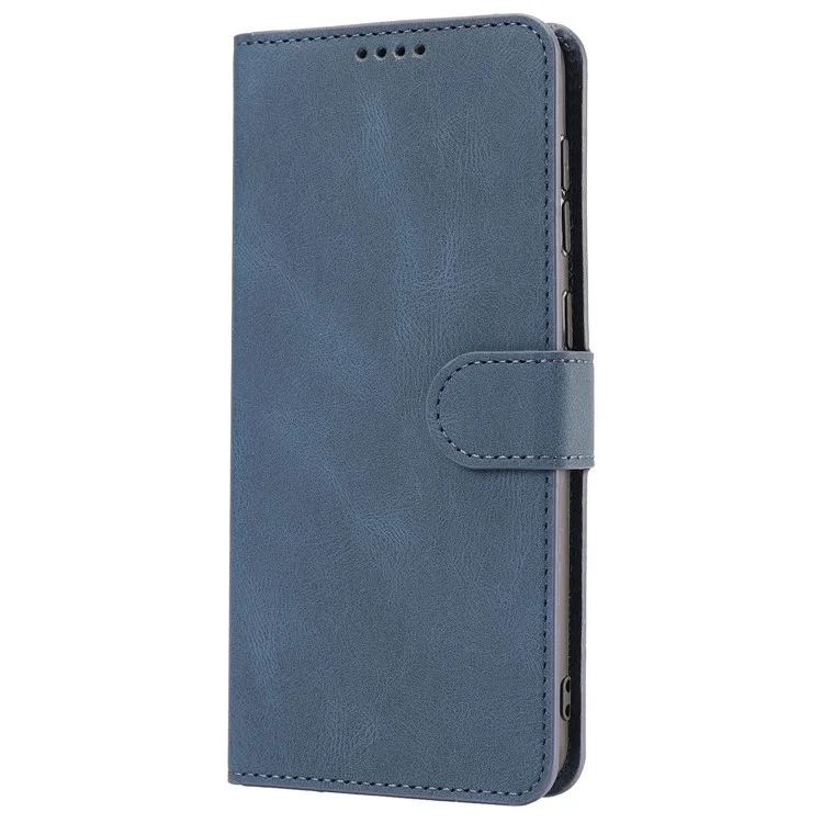 Étui portefeuille sur pied pour Xiaomi Redmi 12C 4G / Poco C55 4G, en cuir PU avec bandoulière - Bleu