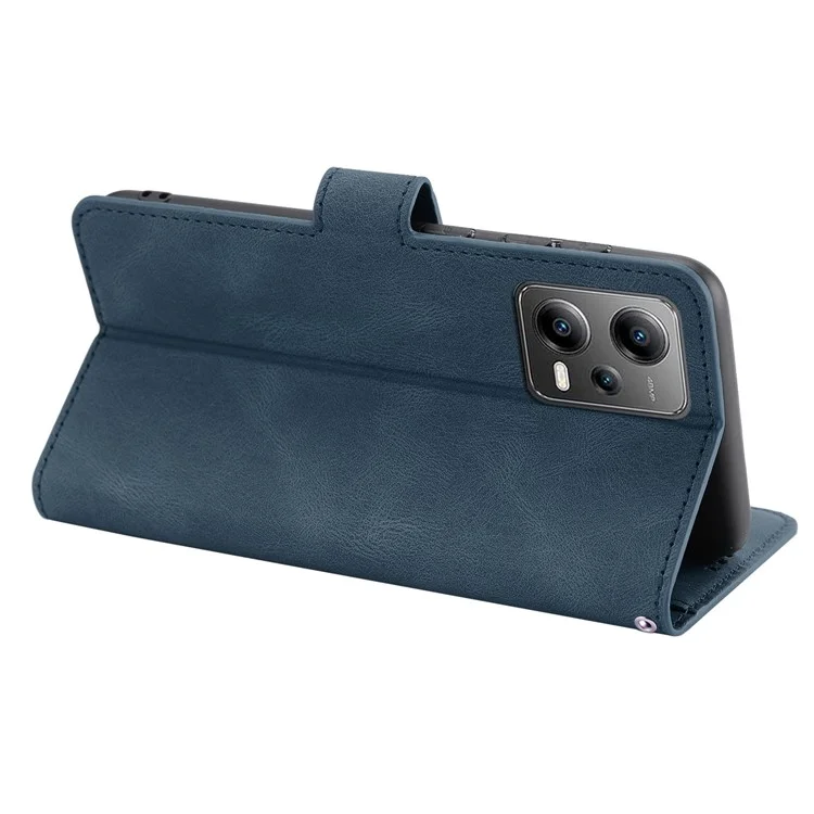 Phone Case for Xiaomi Redmi Note 12 5G (Global) / (India) / (China) / Poco X5 5G Leather Stand Wallet Cover with Strap - Blue