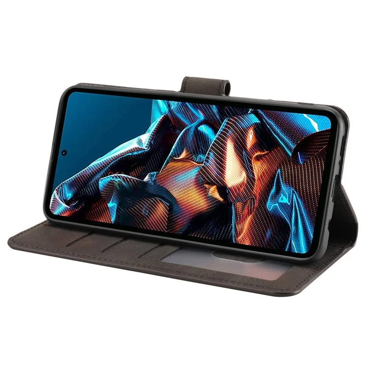 For Xiaomi Redmi Note 12 Pro 5G / Note 12 Pro Speed 5G / Poco X5 Pro 5G PU Leather Stand Wallet Cover with Strap - Black