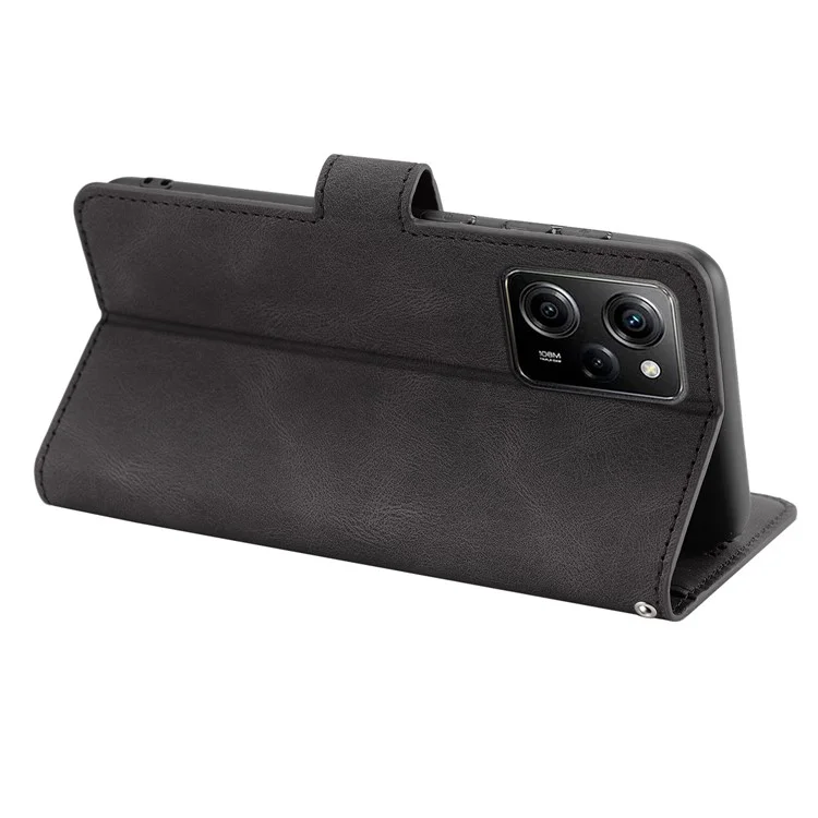 For Xiaomi Redmi Note 12 Pro 5G / Note 12 Pro Speed 5G / Poco X5 Pro 5G PU Leather Stand Wallet Cover with Strap - Black