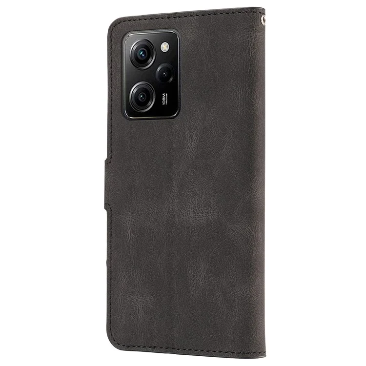 For Xiaomi Redmi Note 12 Pro 5G / Note 12 Pro Speed 5G / Poco X5 Pro 5G PU Leather Stand Wallet Cover with Strap - Black