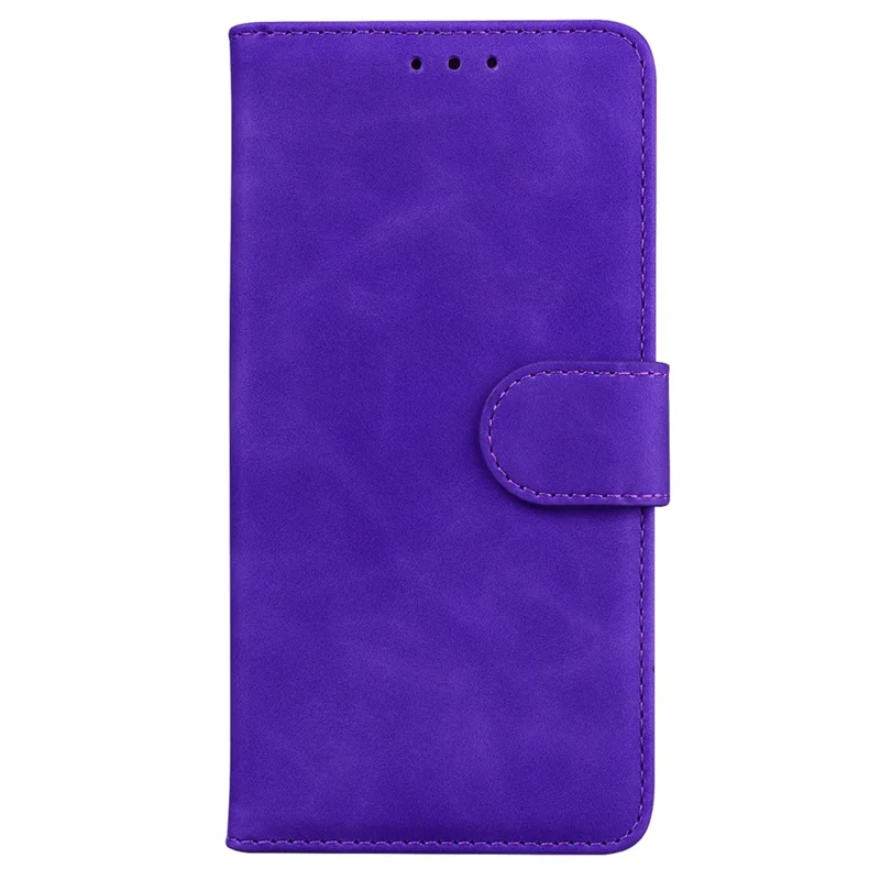 For Honor X8 5G Anti-Fingerprint Leather Phone Case Solid Color Stand Wallet Cover - Purple