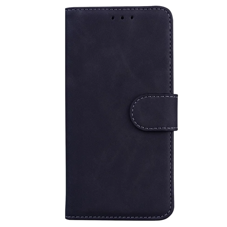 For Honor X8 5G Anti-Fingerprint Leather Phone Case Solid Color Stand Wallet Cover - Black