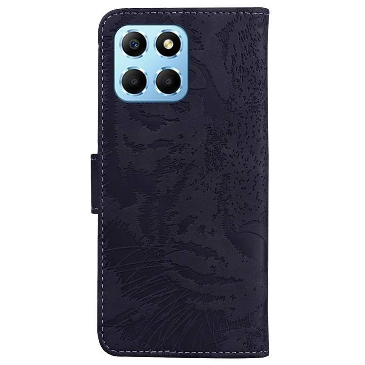 For Honor X8 5G Handyhülle mit Standfunktion und Geldbörse, Tigerprint geprägt, PU-Leder, Klapphülle - Schwarz