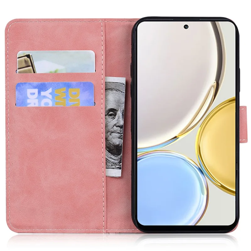 For Honor X8 5G Cell Phone Case Stand Wallet Tiger Pattern Imprinted PU Leather Flip Phone Cover - Pink