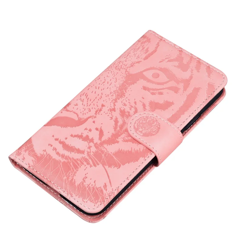 For Honor X8 5G Cell Phone Case Stand Wallet Tiger Pattern Imprinted PU Leather Flip Phone Cover - Pink