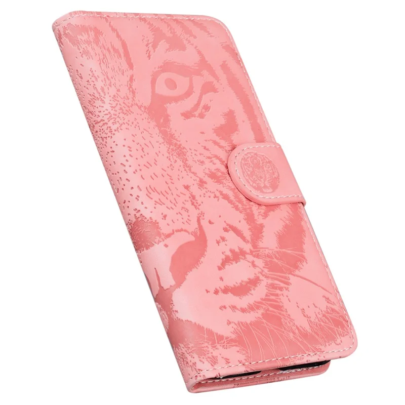 For Honor X8 5G Cell Phone Case Stand Wallet Tiger Pattern Imprinted PU Leather Flip Phone Cover - Pink