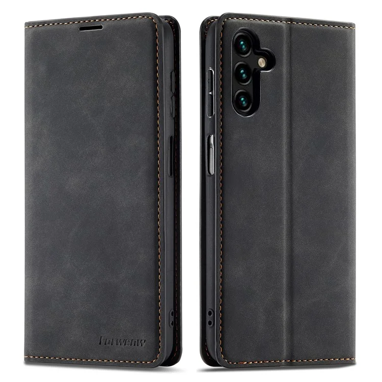 FORWENW Série Fantasy pour Samsung Galaxy A34 5G Étui portefeuille pliable en cuir au toucher de la peau - Noir