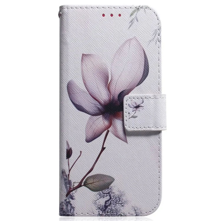 For Honor X8 5G PU Leder Folio-Geldbörse Muster Drucken Ständer Handyhülle - Rosa Blume