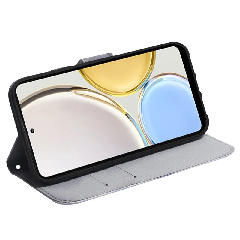 For Honor X8 5G PU Leather Folio Wallet Case Pattern Printing Stand Phone Cover Shell - Wolf