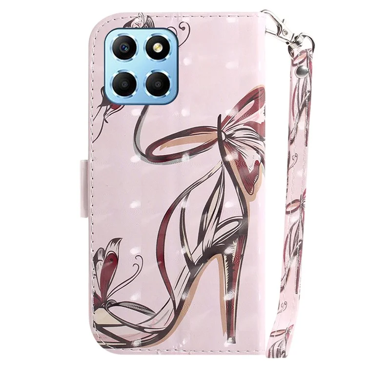 PU-Lederhülle für Honor X8 5G Schutzhülle Wallet Phone Flip Cover mit Trageriemen - Schmetterling High Heels
