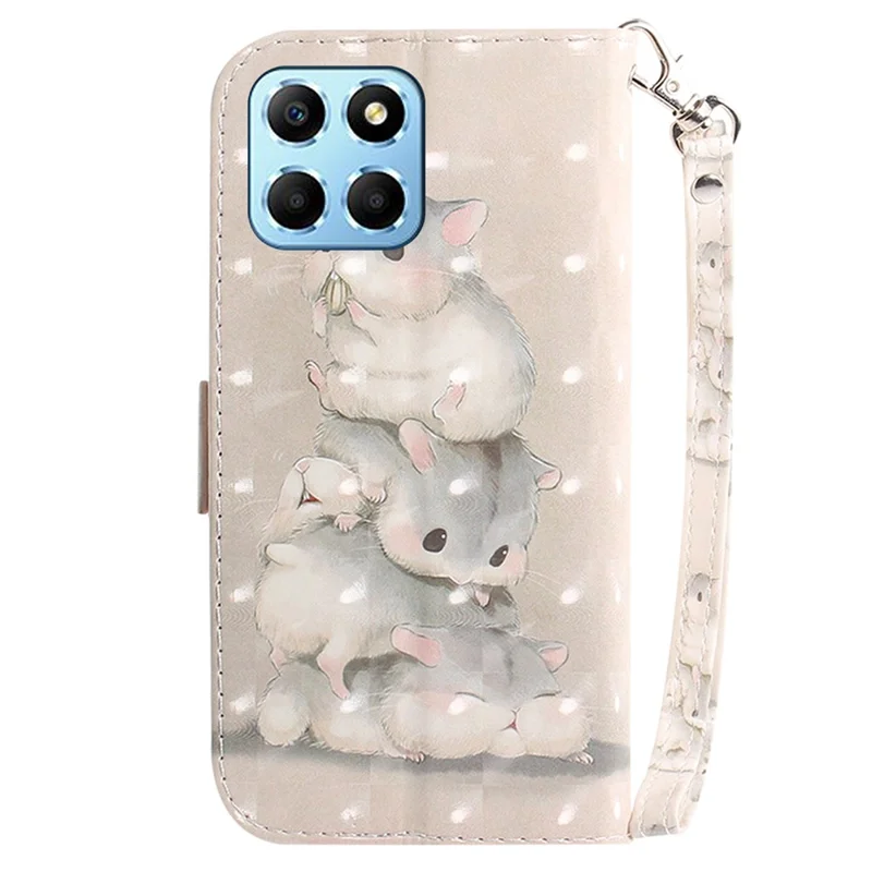 PU-Ledertasche für Honor X8 5G Schutzhülle Wallet Phone Flip Cover mit Riemen - Stacking Squirrels