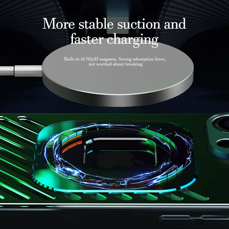 R-JUST SJ55 For iPhone 14 Magnetic Case TPU+PC+Metal Drop-Proof Phone Cover Compatible with MagSafe - Grey