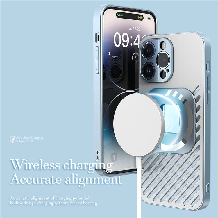 R-JUST SJ55 для iPhone 14 Pro Чехол-накладка из TPU+PC+Metal с полым магнитным ударостойким дизайном Совместимо с MagSafe - Черный
