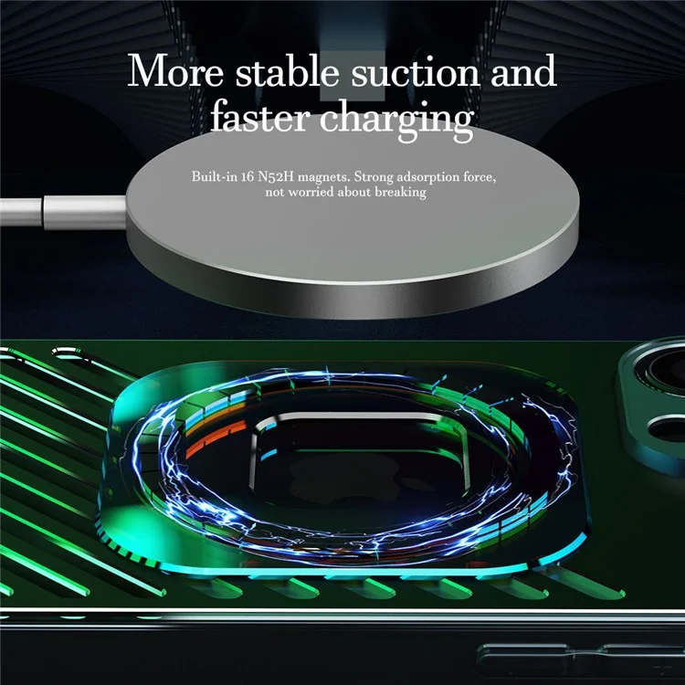 R-JUST SJ55 для iPhone 14 Pro Чехол-накладка из TPU+PC+Metal с полым магнитным ударостойким дизайном Совместимо с MagSafe - Черный