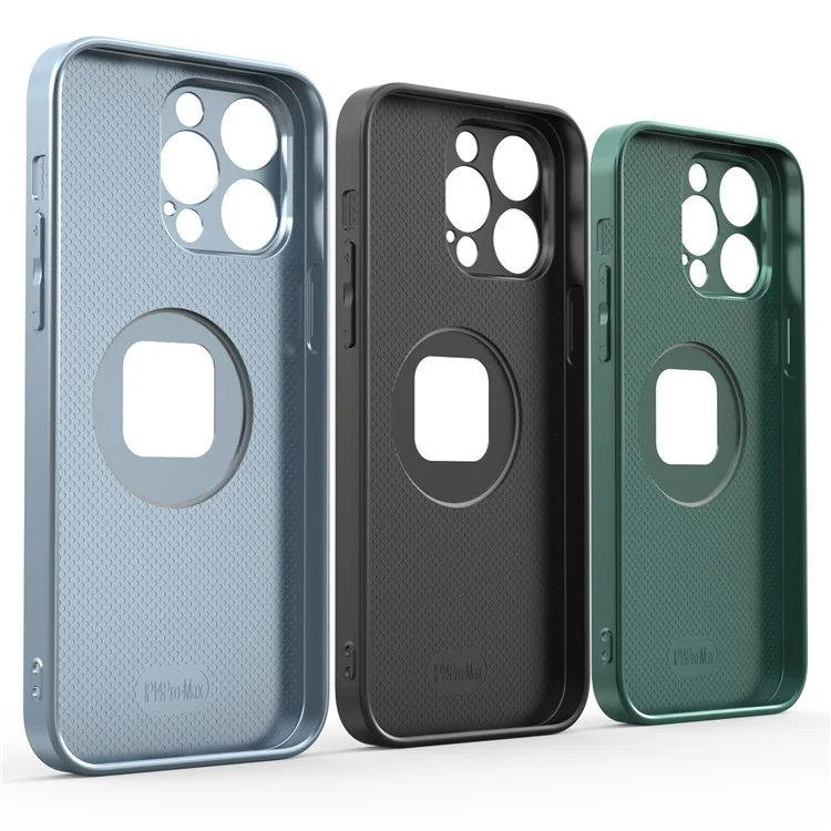 R-JUST SJ55 для iPhone 14 Pro Чехол-накладка из TPU+PC+Metal с полым магнитным ударостойким дизайном Совместимо с MagSafe - Черный