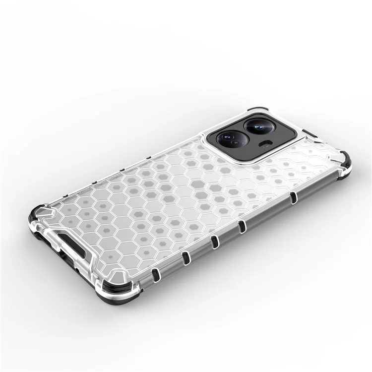 Pour Realme 10 Pro+ 5G Honeycomb Texture Protective Phone Case TPU+PC Cell Phone Cover - Gris