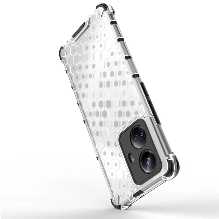 Pour Realme 10 Pro+ 5G Honeycomb Texture Protective Phone Case TPU+PC Cell Phone Cover - Gris
