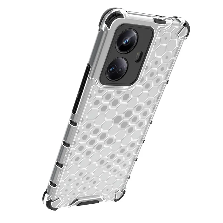 Pour Realme 10 Pro+ 5G Honeycomb Texture Protective Phone Case TPU+PC Cell Phone Cover - Gris