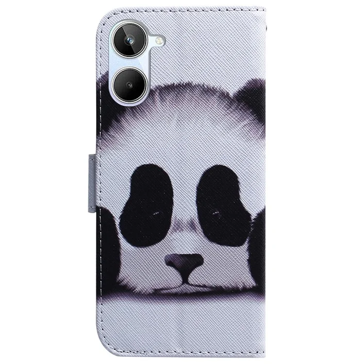 Anti-Drop Phone Case for Realme 10 4G PU Leather Cover Wallet Phone Protector - Panda