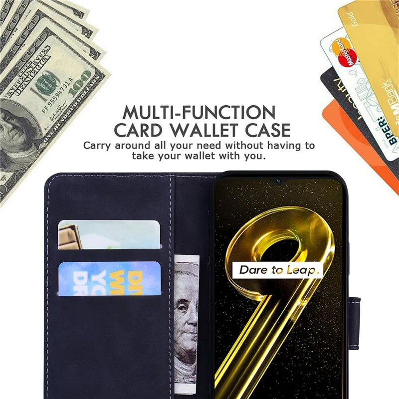 Phone Wallet Case for Realme 10 4G Butterfly Pattern Printing Stand Leather Phone Cover - Black