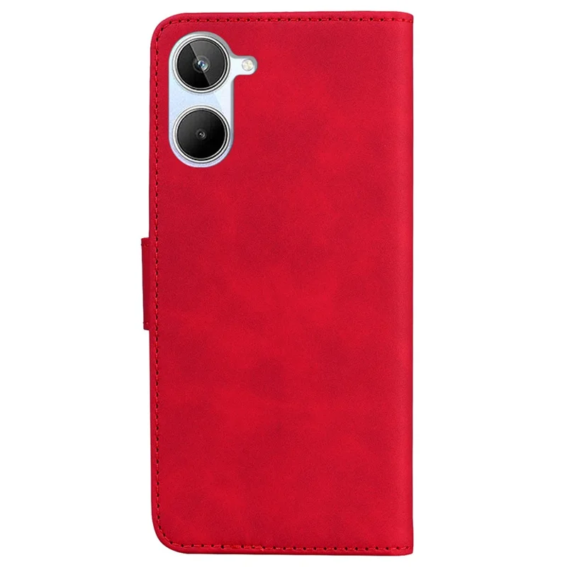 For Realme 10 4G PU Leather Phone Case Wallet Stand Solid Color Phone Cover - Red