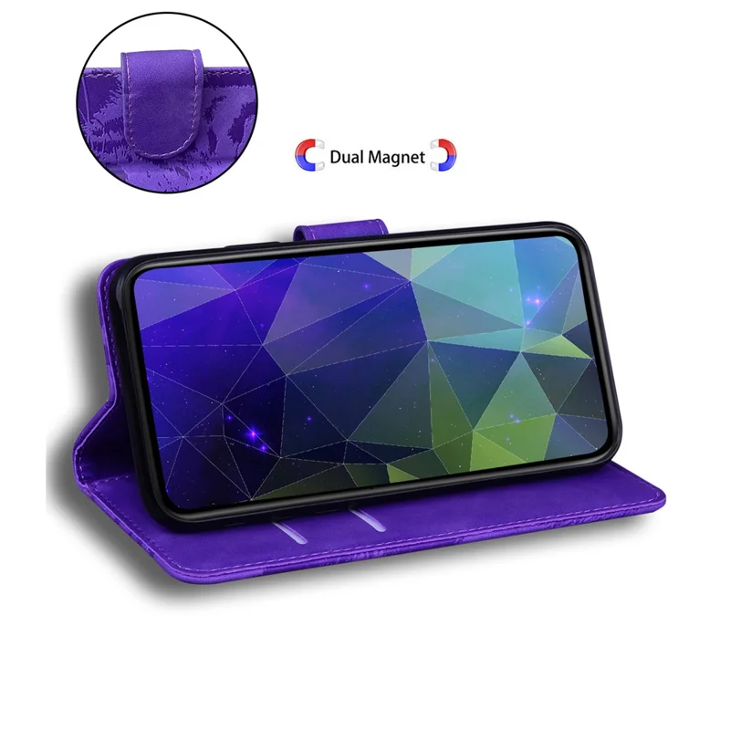 Per Realme 10 4G Phone Custodia in Pelle con Stand e Portafoglio, Motivo Tigre Impresso, Cover per Telefono - Viola