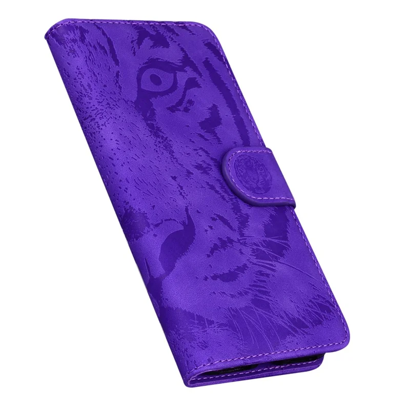 Per Realme 10 4G Phone Custodia in Pelle con Stand e Portafoglio, Motivo Tigre Impresso, Cover per Telefono - Viola