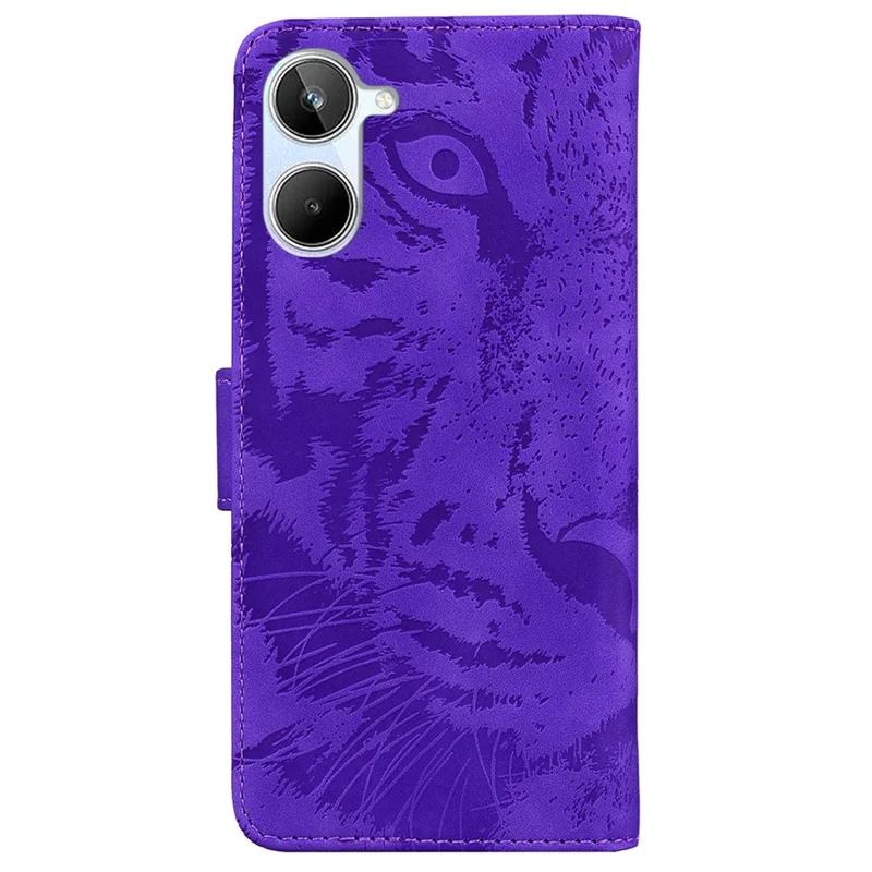 Per Realme 10 4G Phone Custodia in Pelle con Stand e Portafoglio, Motivo Tigre Impresso, Cover per Telefono - Viola