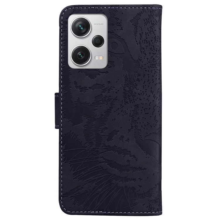 Pour Xiaomi Redmi Note 12 Pro + 5G / Remarque 12 Pro + 5G (chine) pu en Cuir Portefeuille Tiger Match Tiger Imprimé Stand Flip Phone Cover - Noir