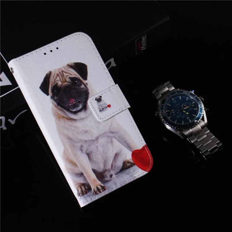 Para Xiaomi Redmi Note 12 Pro+ 5G Funda de billetera resistente a los golpes con estampado Funda de teléfono de cuero PU con soporte - Pug