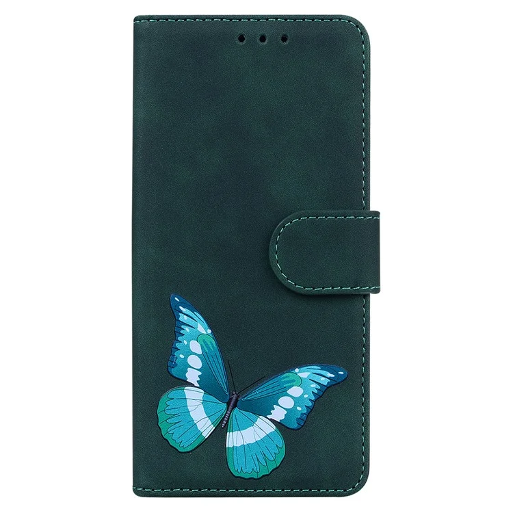 For Xiaomi Redmi Note 12 Pro+ 5G Leather Phone Case Wallet Stand Butterfly Pattern Printing Cover - Green