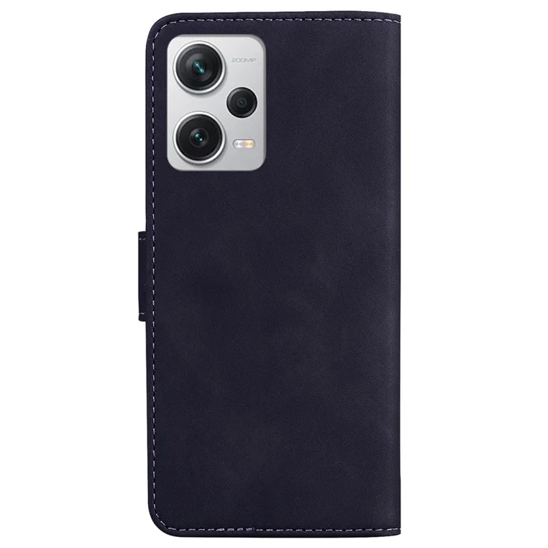 Per Xiaomi Redmi Note 12 Pro+ 5G Cover in Pelle PU Colore Solido Custodia Protettiva con Supporto - Nero