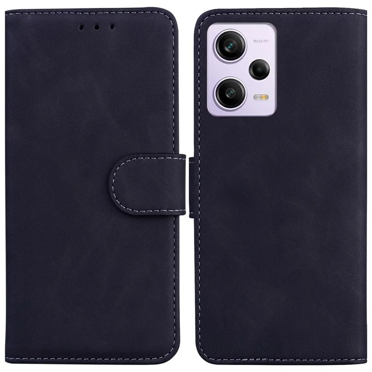 For Xiaomi Redmi Note 12 Pro 5G / Note 12 Pro Speed 5G / Poco X5 Pro 5G Leather Flip Phone Case Solid Color Wallet Cover Stand - Black