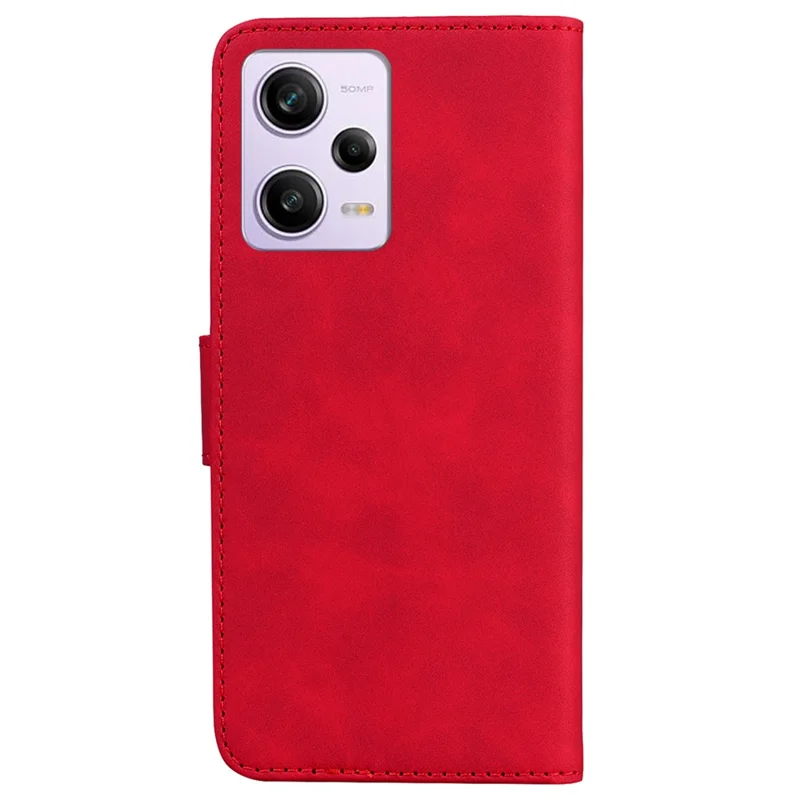 For Xiaomi Redmi Note 12 Pro 5G / Note 12 Pro Speed 5G / Poco X5 Pro 5G Leather Flip Phone Case Solid Color Wallet Cover Stand - Red