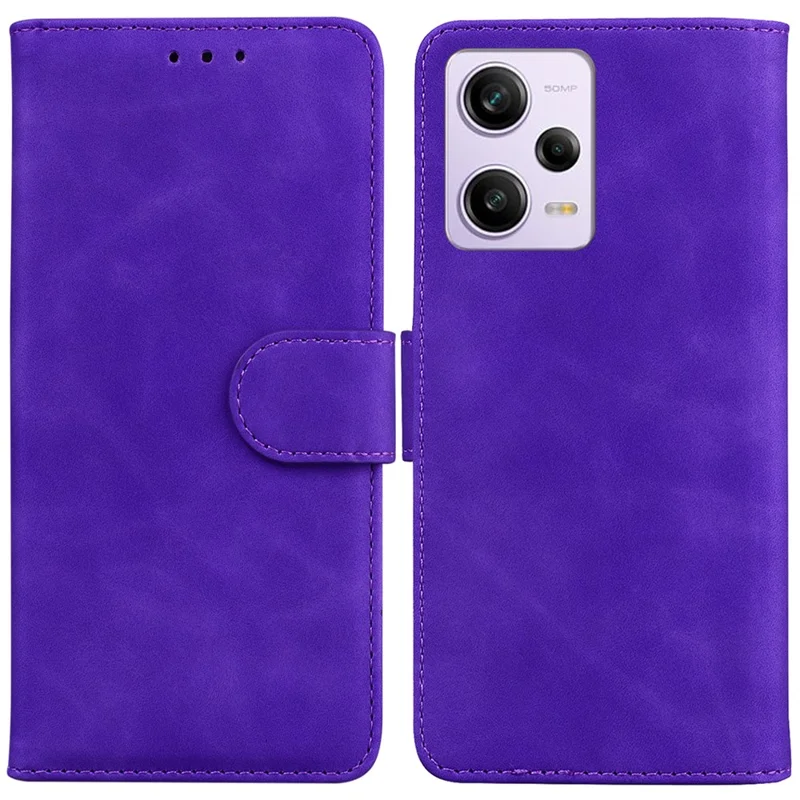 For Xiaomi Redmi Note 12 Pro 5G / Note 12 Pro Speed 5G / Poco X5 Pro 5G Leather Flip Phone Case Solid Color Wallet Cover Stand - Purple