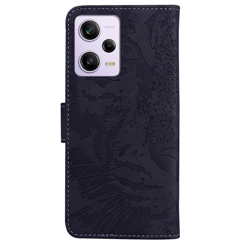 Étui en cuir pour Xiaomi Redmi Note 12 Pro 5G / Note 12 Pro Speed 5G / Poco X5 Pro 5G, motif tigre estampé, housse portefeuille avec support - Noir