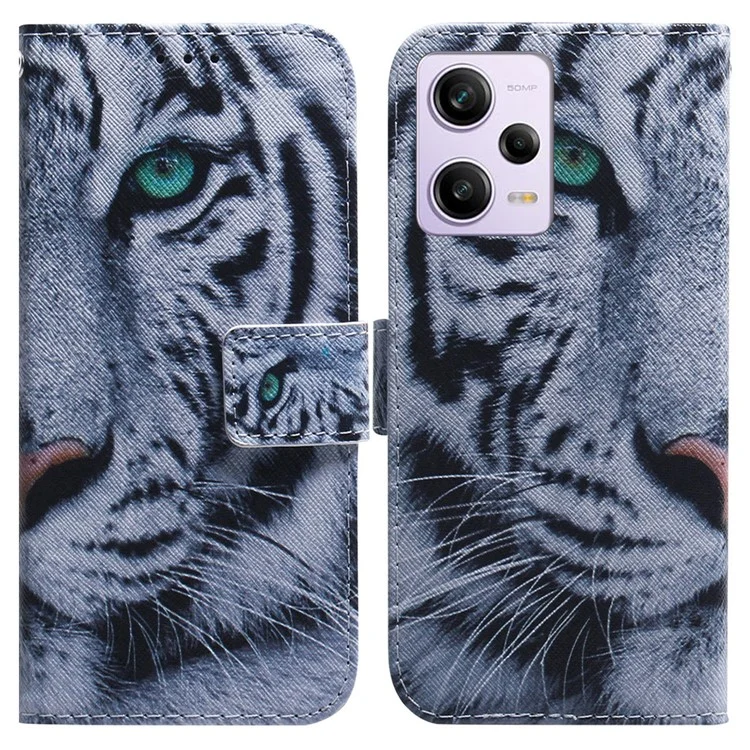 Para Xiaomi Poco X5 Pro 5G / Redmi Note 12 Pro 5G / 12 Pro Speed 5G Funda de Teléfono Impresión de Patrones Cartera de Cuero de PU con Soporte - Cabeza de Tigre