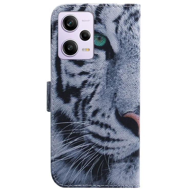 Para Xiaomi Poco X5 Pro 5G / Redmi Note 12 Pro 5G / 12 Pro Speed 5G Funda de Teléfono Impresión de Patrones Cartera de Cuero de PU con Soporte - Cabeza de Tigre