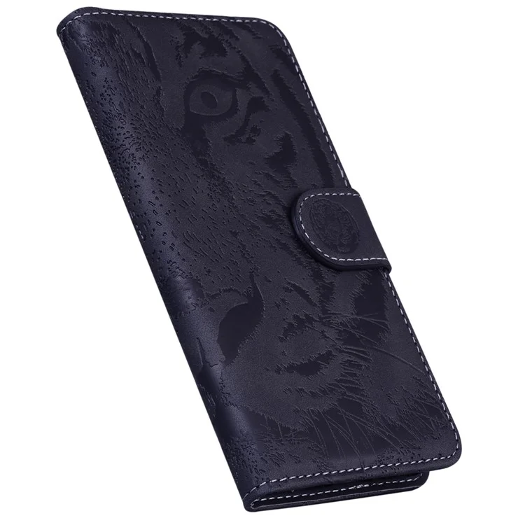 Étui Rabattable en Cuir pour Xiaomi Redmi Note 12 5G (Global) / (Inde) / (Chine) / Poco X5 5G, Motif Tigre Estampé avec Support - Noir