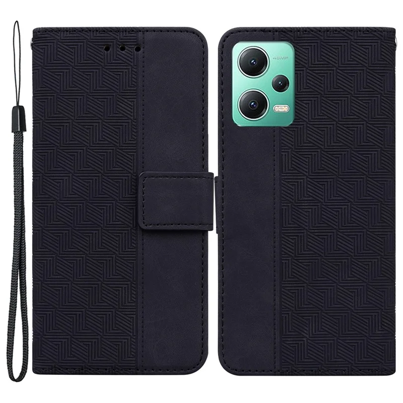 For Xiaomi Redmi Note 12 5G (Global) / (India) / (China) / Poco X5 5G Imprinted Phone Case Flip Leather Wallet Cover Stand - Black