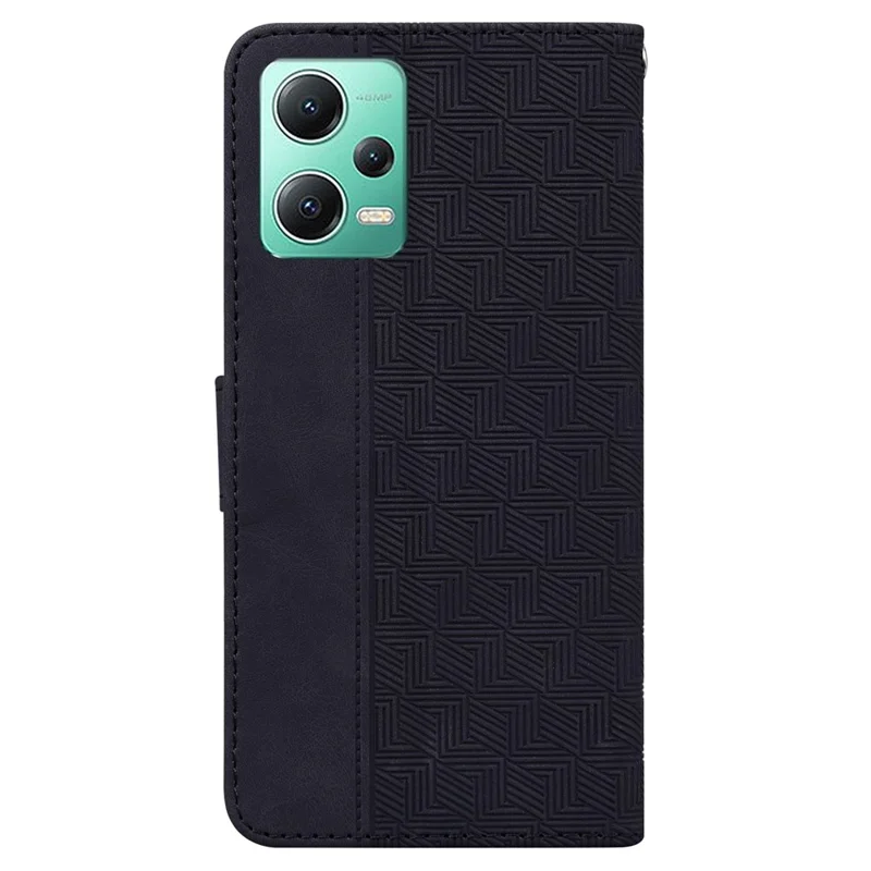 For Xiaomi Redmi Note 12 5G (Global) / (India) / (China) / Poco X5 5G Imprinted Phone Case Flip Leather Wallet Cover Stand - Black