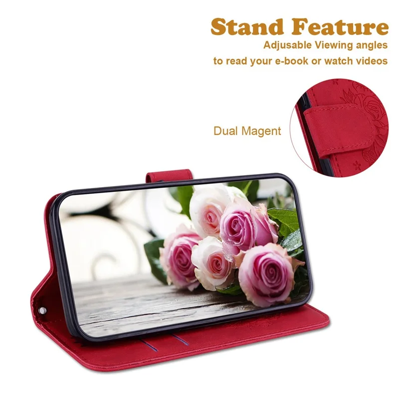 For Xiaomi Poco X5 5G / Redmi Note 12 5G (Global) / (India) / (China) Shockproof PU Leathe Phone Cover with Stand Wallet - Red