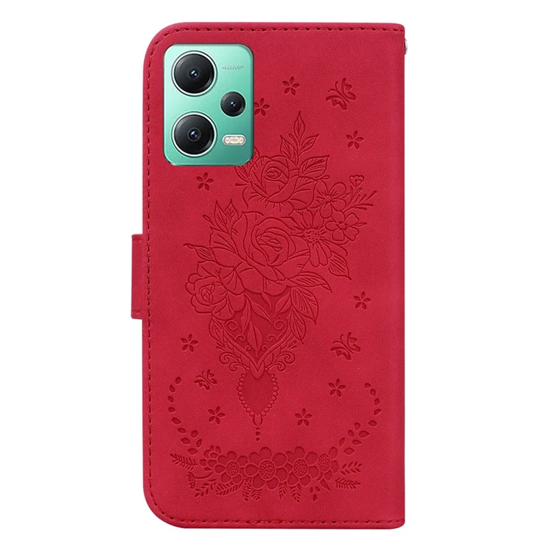 For Xiaomi Poco X5 5G / Redmi Note 12 5G (Global) / (India) / (China) Shockproof PU Leathe Phone Cover with Stand Wallet - Red