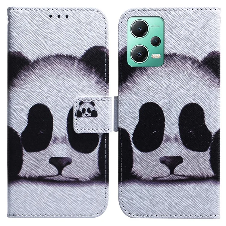 Pour le Xiaomi Redmi Note 12 5G (Global) / (Inde) / (Chine) / Poco X5 5G Étui portefeuille pour téléphone Impression de motifs en cuir Étui de téléphone de support - Panda