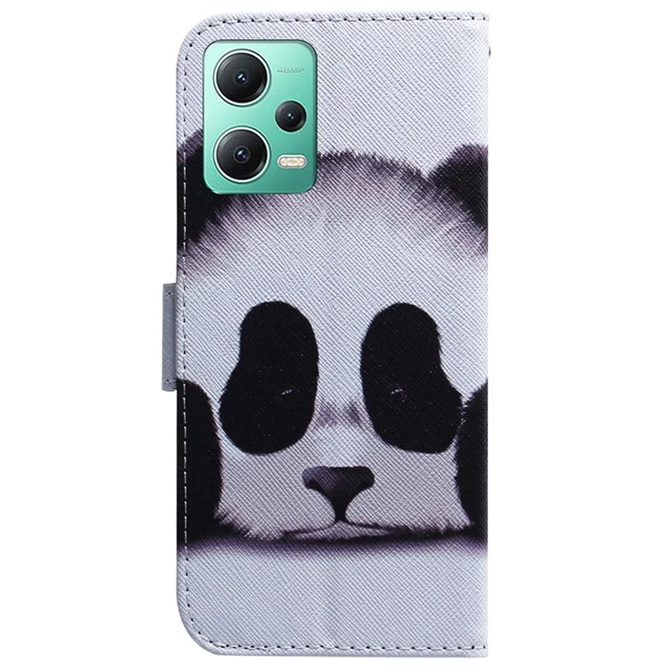 Pour le Xiaomi Redmi Note 12 5G (Global) / (Inde) / (Chine) / Poco X5 5G Étui portefeuille pour téléphone Impression de motifs en cuir Étui de téléphone de support - Panda
