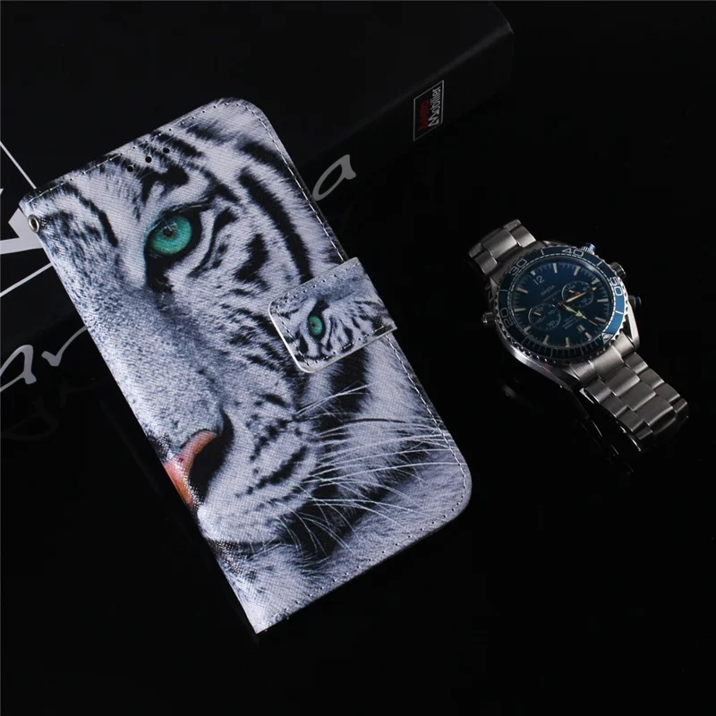 Pour Xiaomi Redmi Note 12 5G (Global) / (Inde) / (Chine) / Poco X5 5G Étui portefeuille Housse de téléphone avec impression de motif en cuir - Tête de tigre