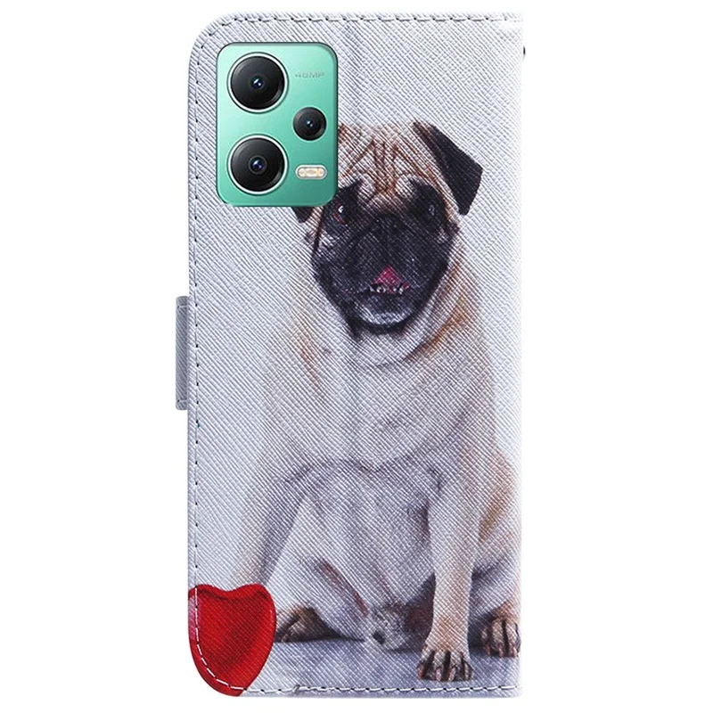 For Xiaomi Redmi Note 12 5G (Global) / (India) / (China) / Poco X5 5G Phone Wallet Case Pattern Printing Leather Stand Phone Cover - Pug