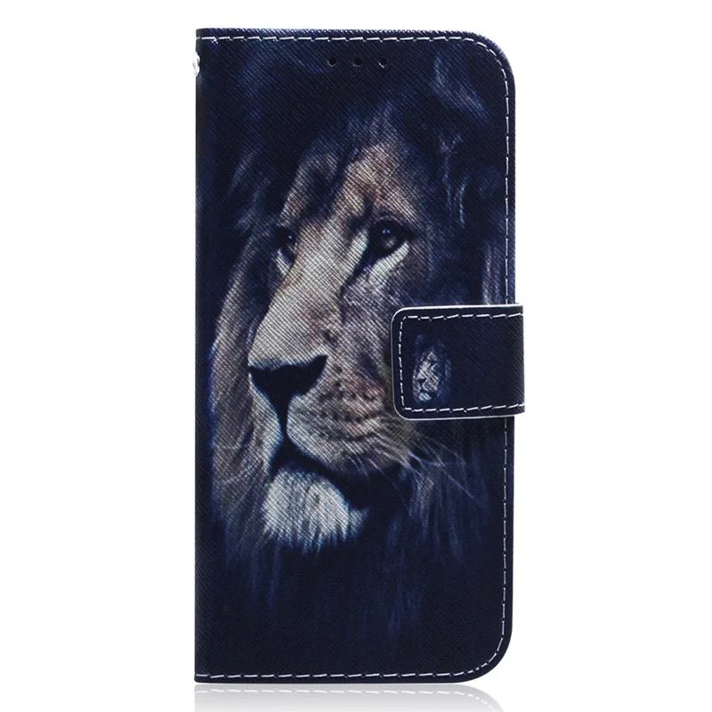 For Xiaomi Redmi Note 12 5G (Global) / (India) / (China) / Poco X5 5G Phone Wallet Case Pattern Printing Leather Stand Phone Cover - Lion